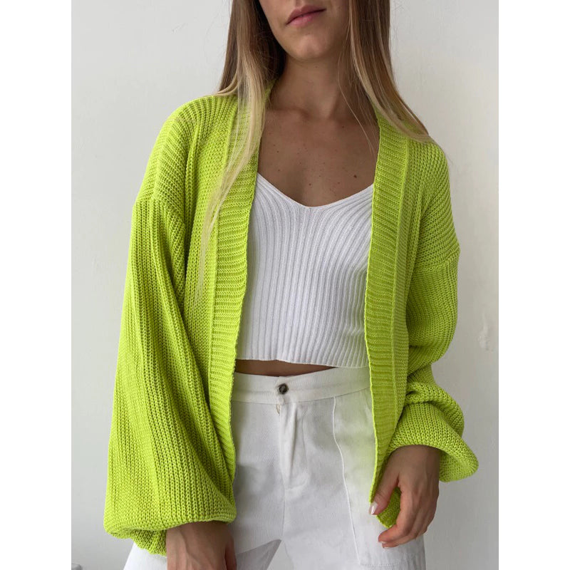 Casaco Tricot Básico Manga Bufante