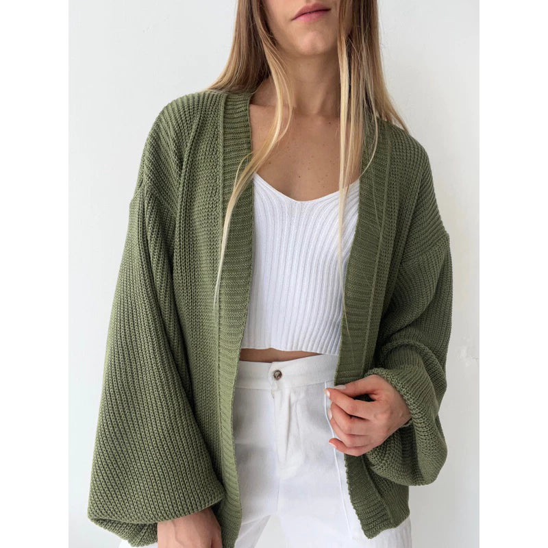 Casaco Tricot Básico Manga Bufante