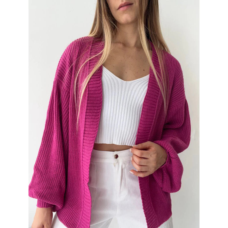 Casaco Tricot Básico Manga Bufante