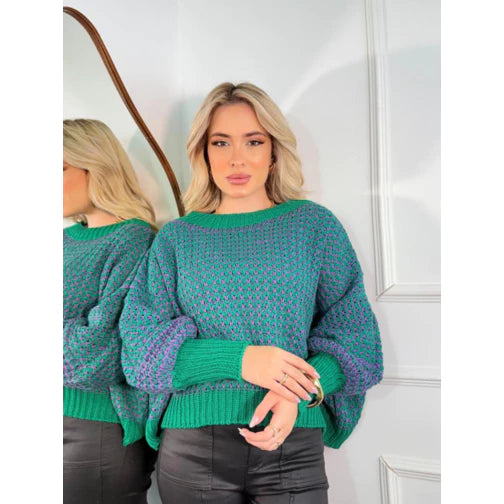 Blusa de Tricô Inverno Feminina com Manga Bufante