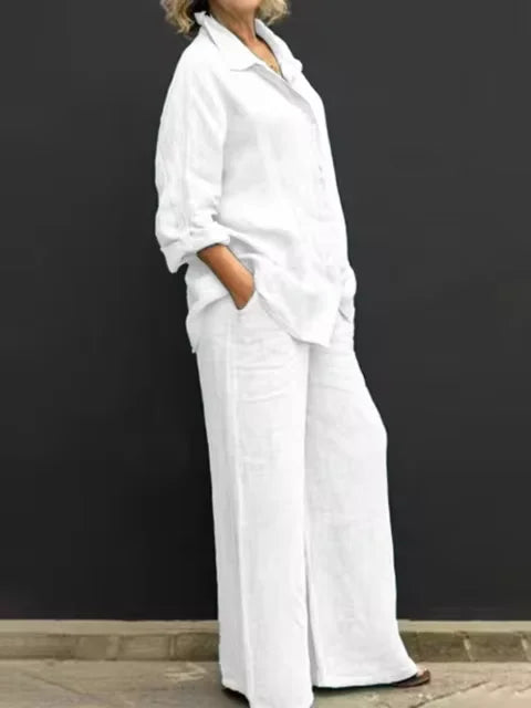 Conjunto de Linho Alfaiataria: 2 Peças Calça e Blusa