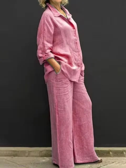 Conjunto de Linho Alfaiataria: 2 Peças Calça e Blusa