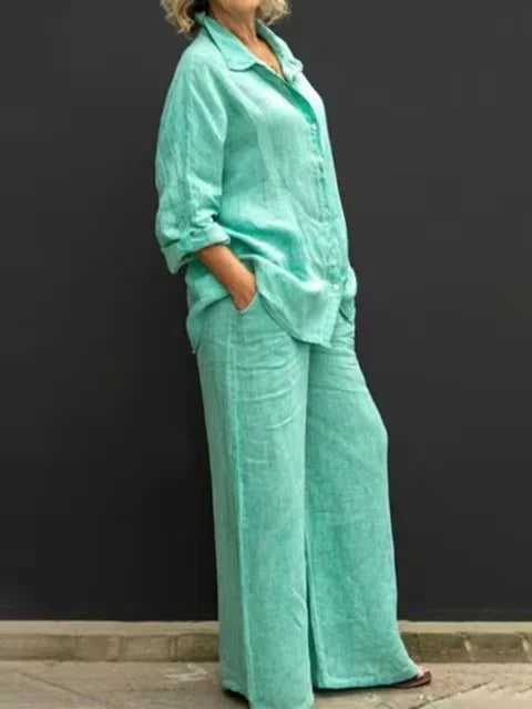 Conjunto de Linho Alfaiataria: 2 Peças Calça e Blusa