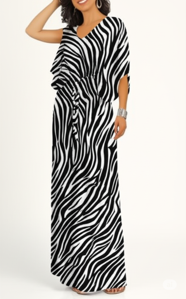 Vestido Longo Amimal Print Elegante