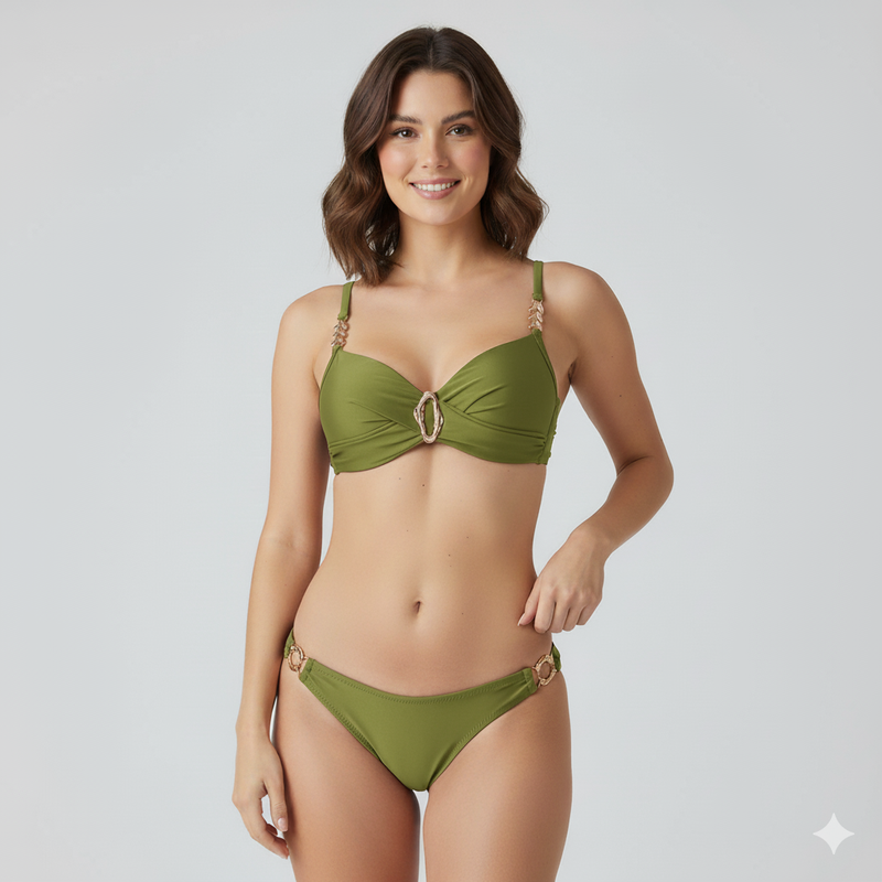 Biquíni com Detalhes Dourados