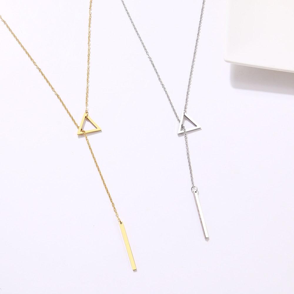 Colar Feminino Duplo Pingente Geométrico- Bossa Bella - bossabella