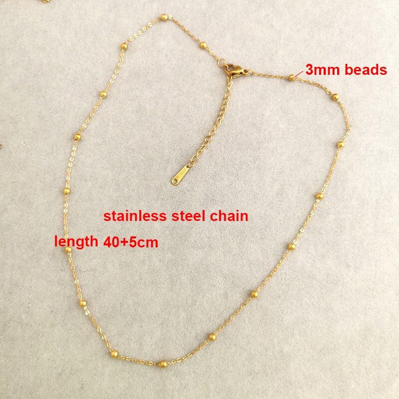 QMHJE Virgin Mary Pendant Charm Necklace Women Cross Choker Seed Beads Stainless Steel Chain Gold Color Boho White Black Pink - bossabella