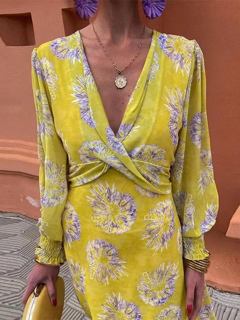 Vestido Longo Elegante Amarelo - bossabella