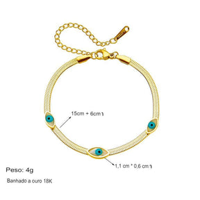 Pulseira Dourada Luxuosa Olhos Azuis- Banhada a Ouro, Semi-Jóias  Pulseira olho grego shopee  Pulseira olho grego bijuteria  Pulseira feminina para mulheres  Pulseira feminina banhada ouro, Pulseira feminina, Pulseira de Olho Grego, Pulseira  Dourada Luxuosa Olhos Azuis, joias Vivara, Joias, Acessórios femininos