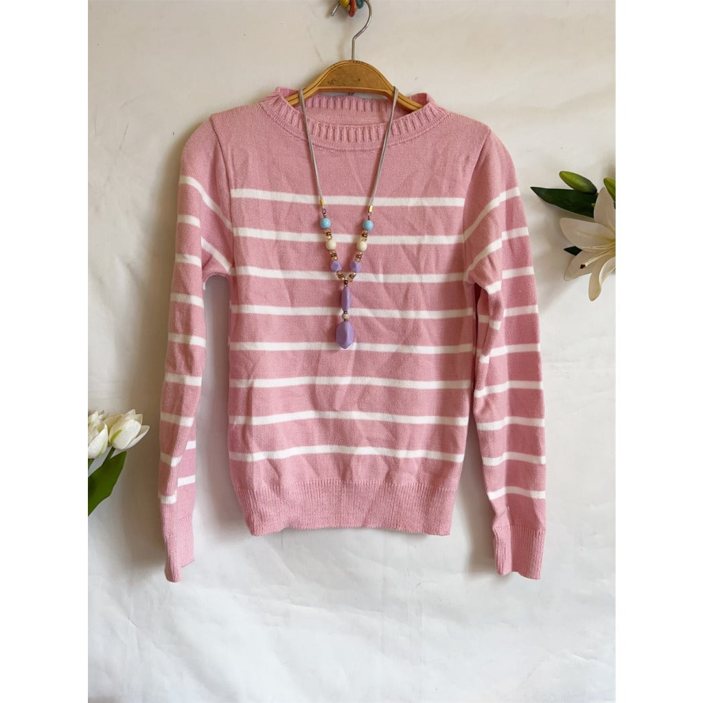 Sueter Feminino Listrado de tricô