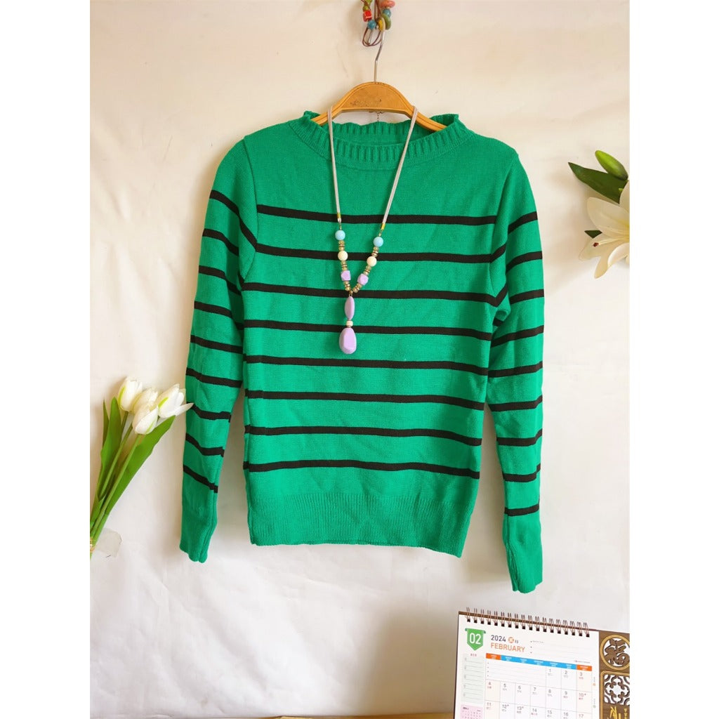 Sueter Feminino Listrado de tricô