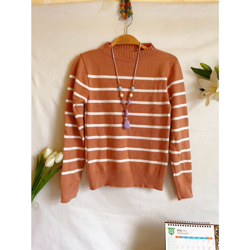 Sueter Feminino Listrado de tricô