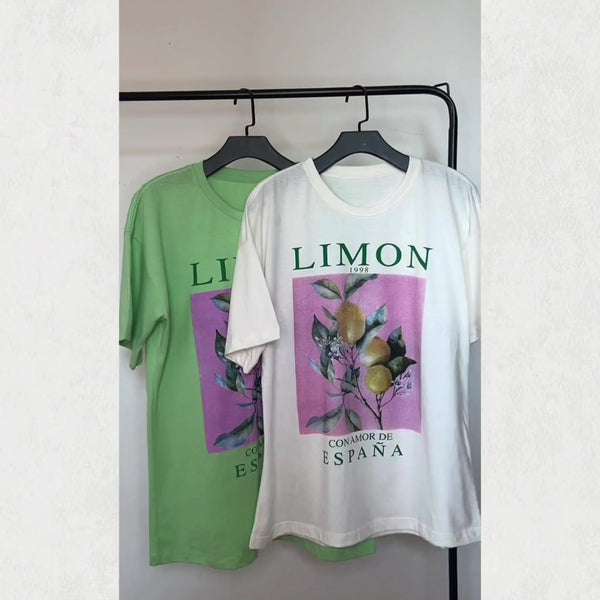 Camiseta Feminina Oversized Algodão Limon