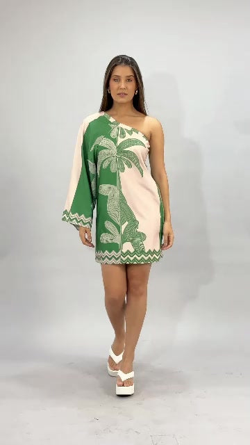 Vestido Curto Nula Manga Estampado Tubinho