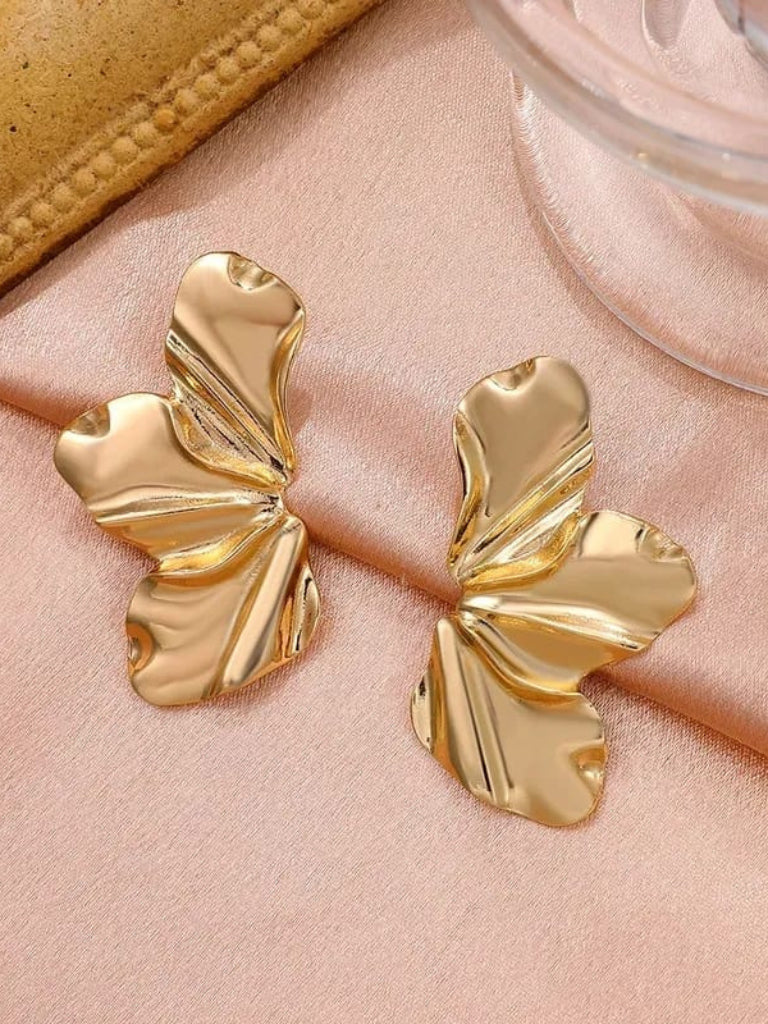 Brincos Femininos Folha Meia Pétala Flor Elegante