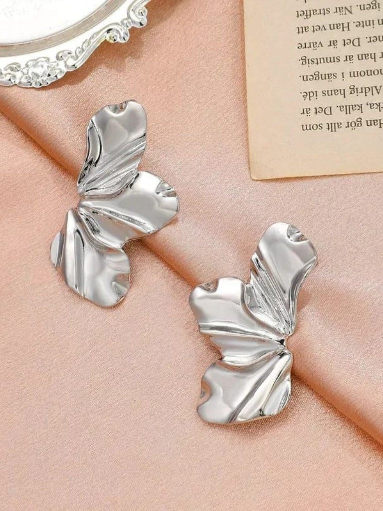 Brincos Femininos Folha Meia Pétala Flor Elegante