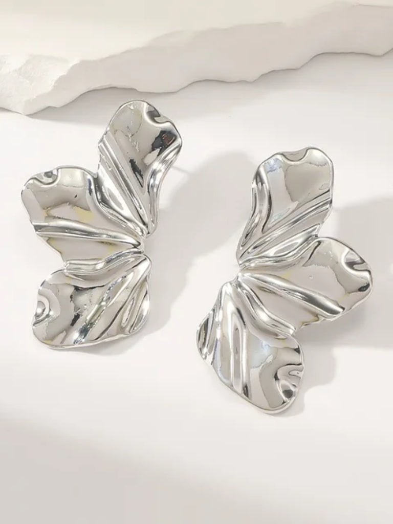 Brincos Femininos Folha Meia Pétala Flor Elegante