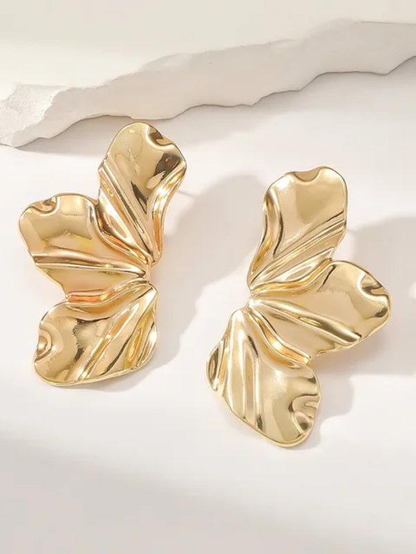 Brincos Femininos Folha Meia Pétala Flor Elegante