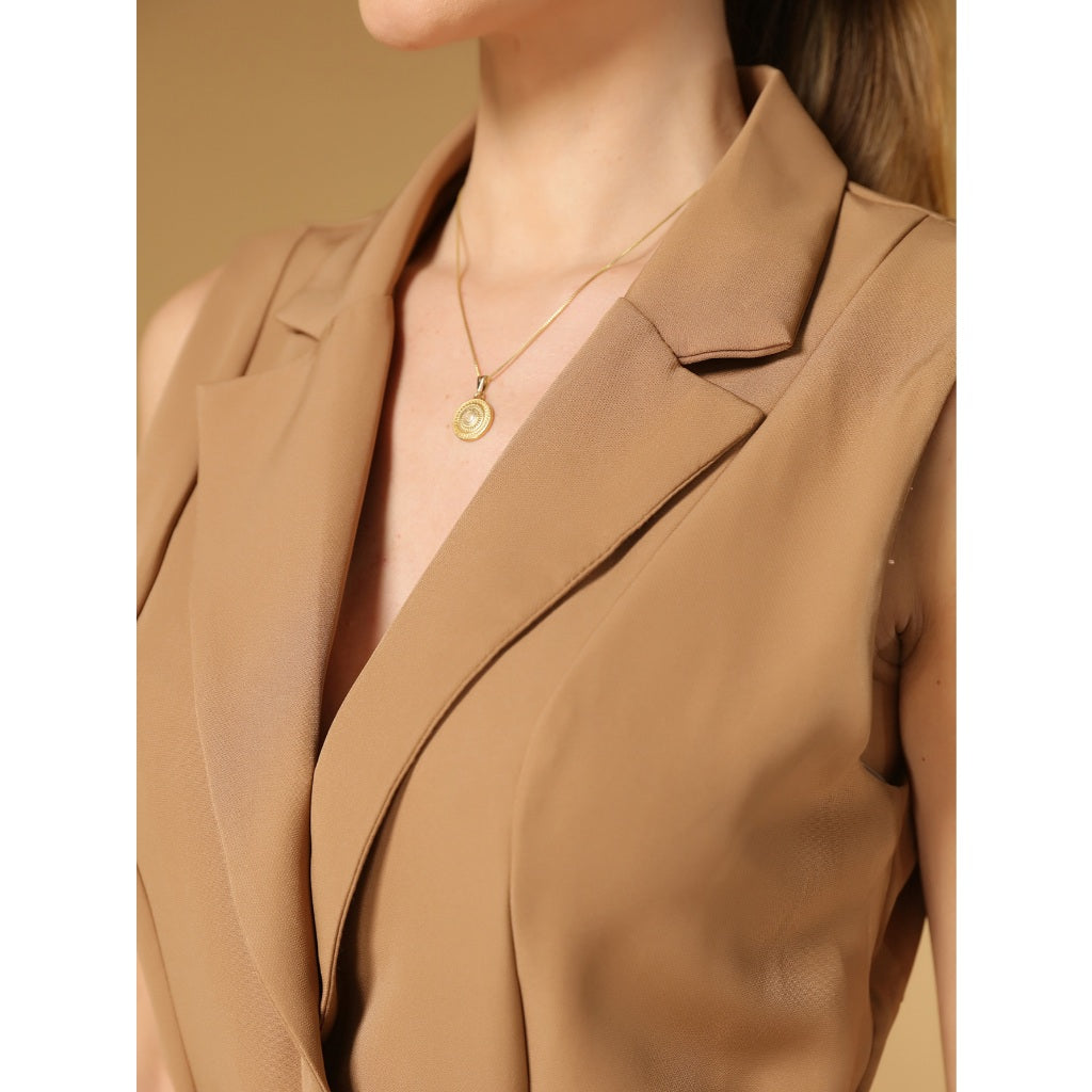 Colete Feminino Longo Alfaiataria Cinto