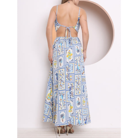 vestido longo estampado