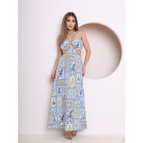 vestido longo estampado