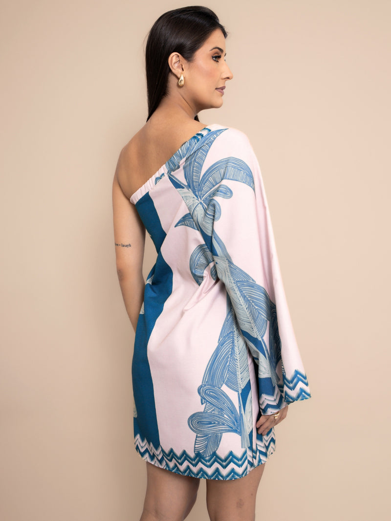 Vestido Curto Nula Manga Estampado Tubinho