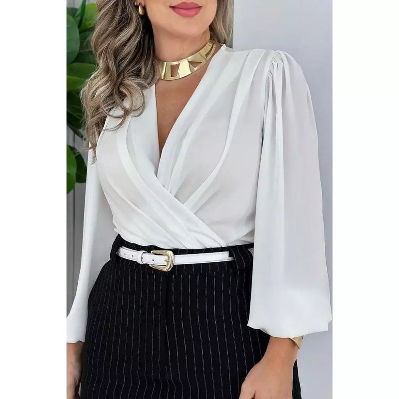 Body Feminino Transpassado Duna Manga Longa