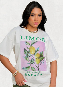 Camiseta Feminina Oversized Algodão Limon