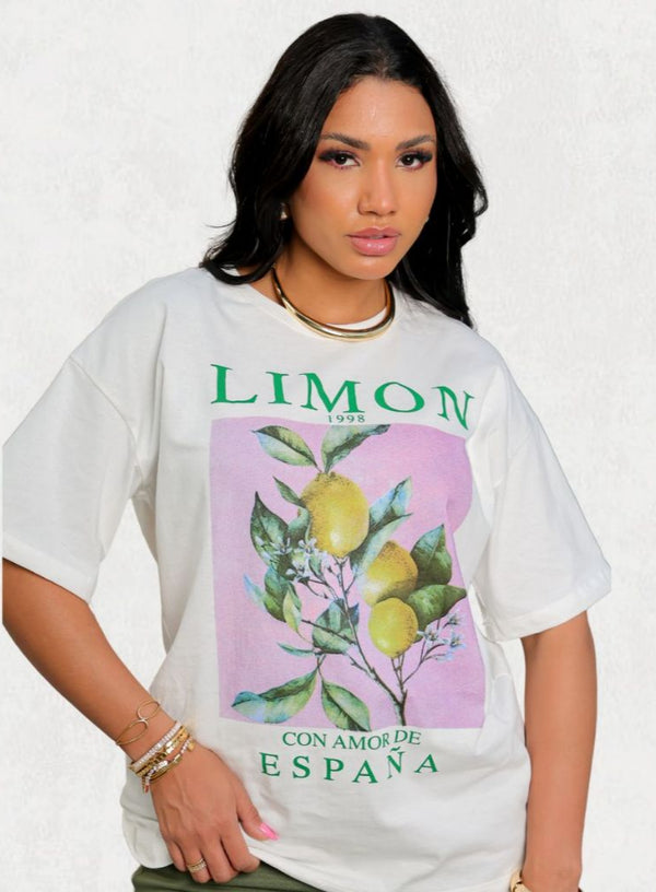 Camiseta Feminina Oversized Algodão Limon