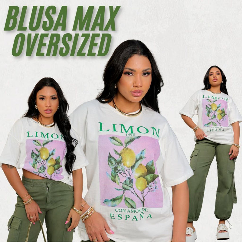Camiseta Feminina Oversized Algodão Limon