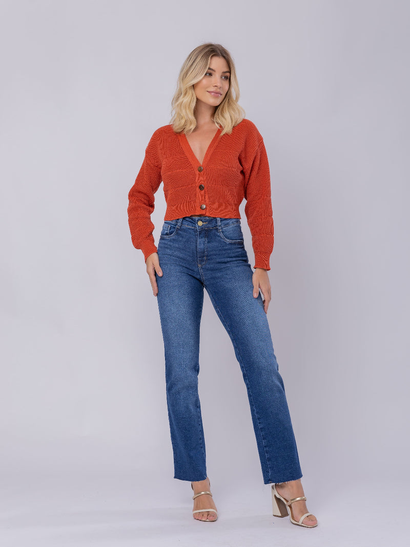 Casaco Feminino Curto em Tricot