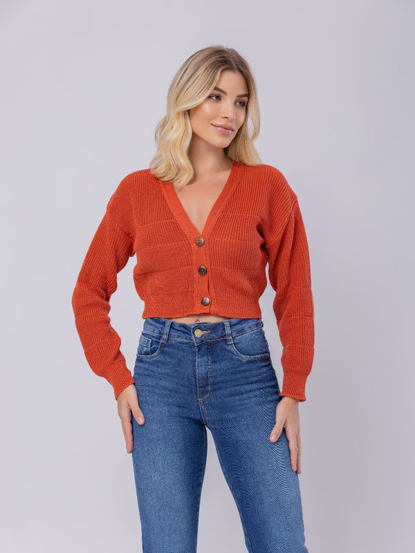 Casaco Feminino Curto em Tricot