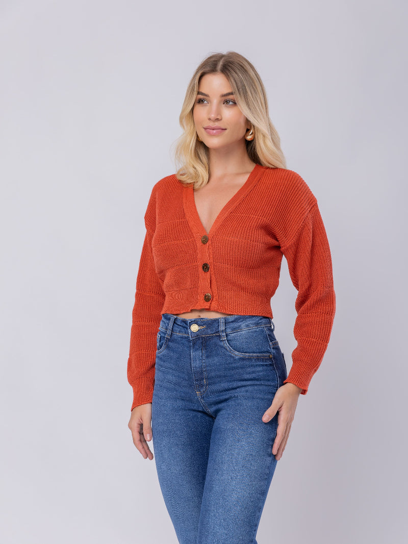 Casaco Feminino Curto em Tricot