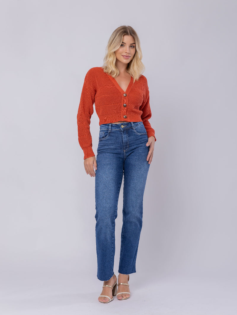 Casaco Feminino Curto em Tricot