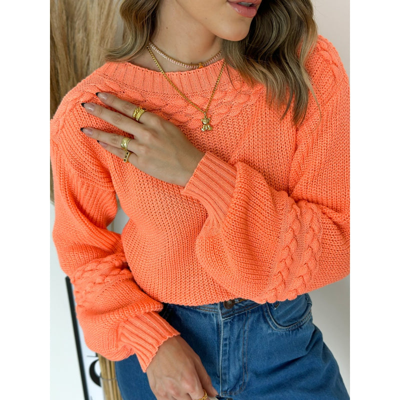 Sueter Feminino Trança Manga Bufante