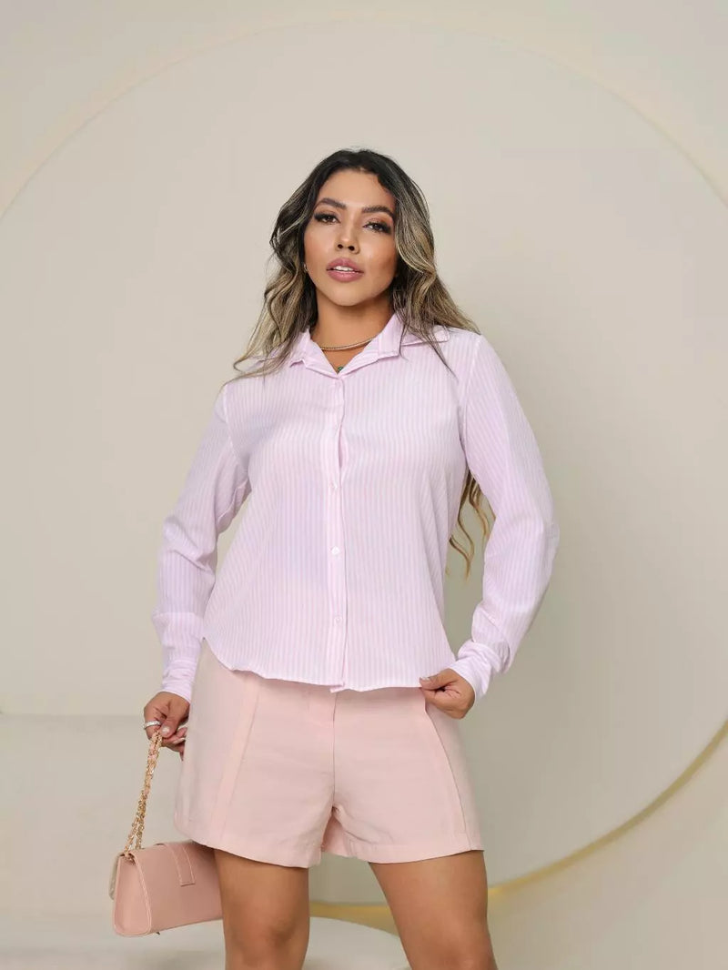 Camisa Social Manga Longa Feminina Listrado