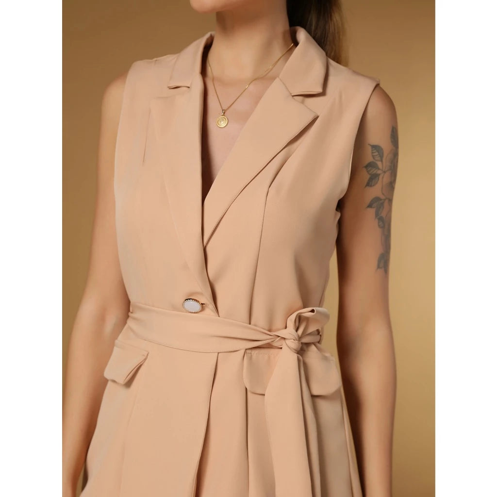 Colete Feminino Longo Alfaiataria Cinto