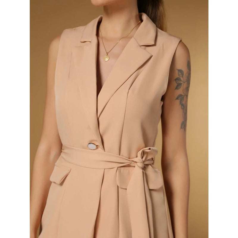 Colete Feminino Longo Alfaiataria Cinto