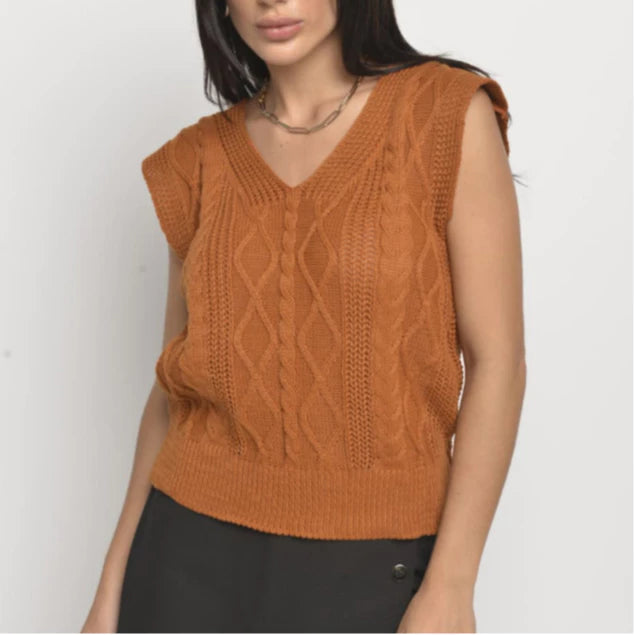 Colete Feminino Tricô  Detalhes em Trança