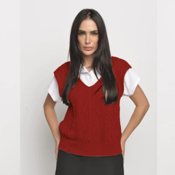 Colete Feminino Tricô  Detalhes em Trança