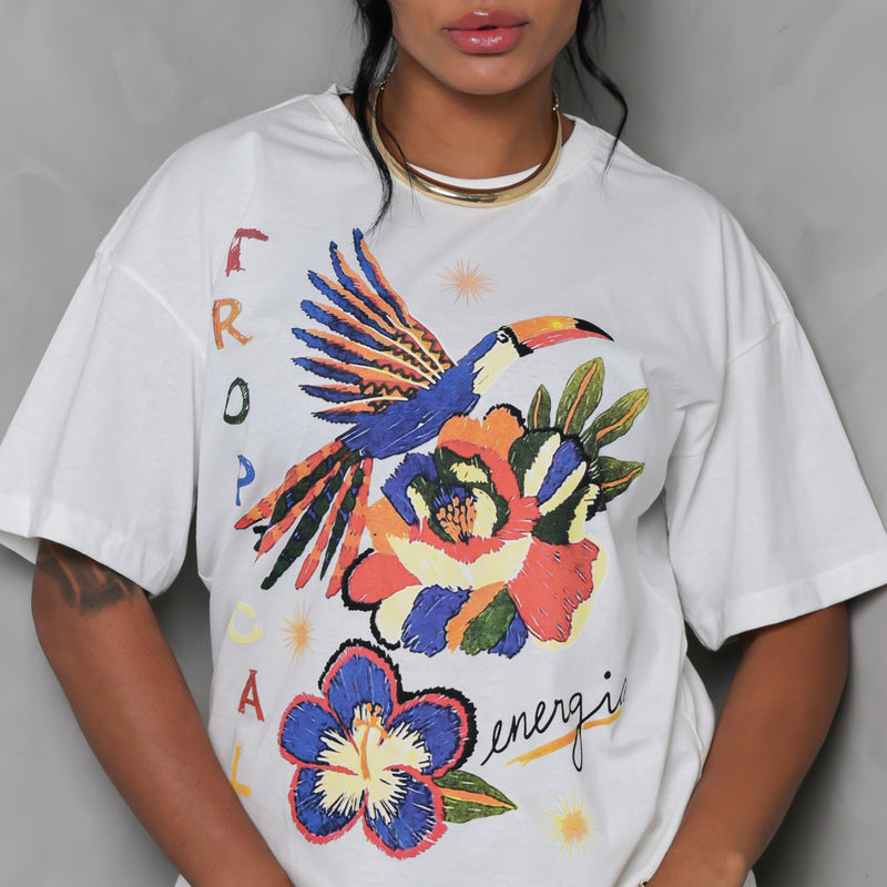 Camisa Max Blusão Estampa  Tropical Energia Feminina StreetWear 100% Algodão