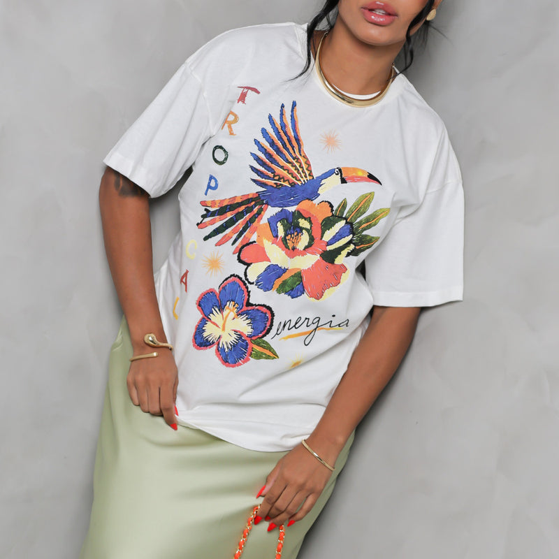 Camisa Max Blusão Estampa  Tropical Energia Feminina StreetWear 100% Algodão