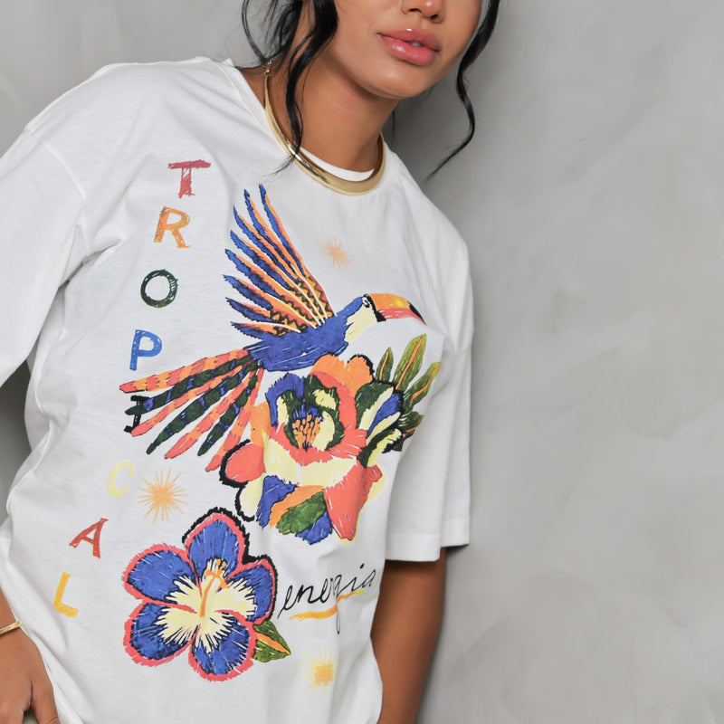 Camisa Max Blusão Estampa  Tropical Energia Feminina StreetWear 100% Algodão