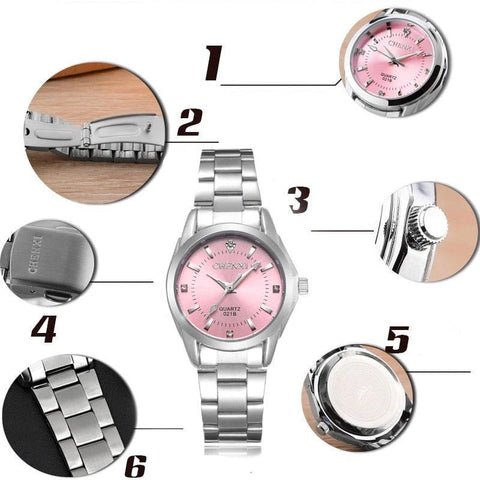 Relógios de Pulso Feminino de Quartzo Aço Inox - Luxo e Elegância Para o Seu dia a dia