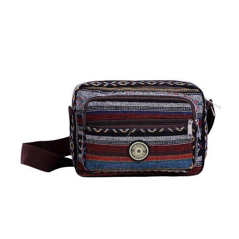 Bolsa de Ombro Étnica de Lona Listras Coloridas - bossabella