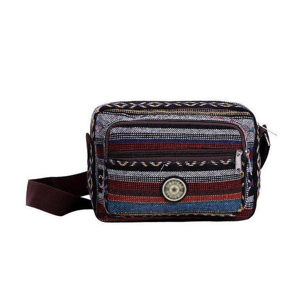 Bolsa de Ombro Étnica de Lona Listras Coloridas - bossabella