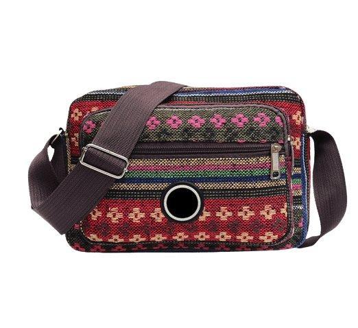 Bolsa de Ombro Étnica de Lona Listras Coloridas - bossabella