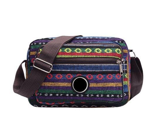Bolsa de Ombro Étnica de Lona Listras Coloridas - bossabella